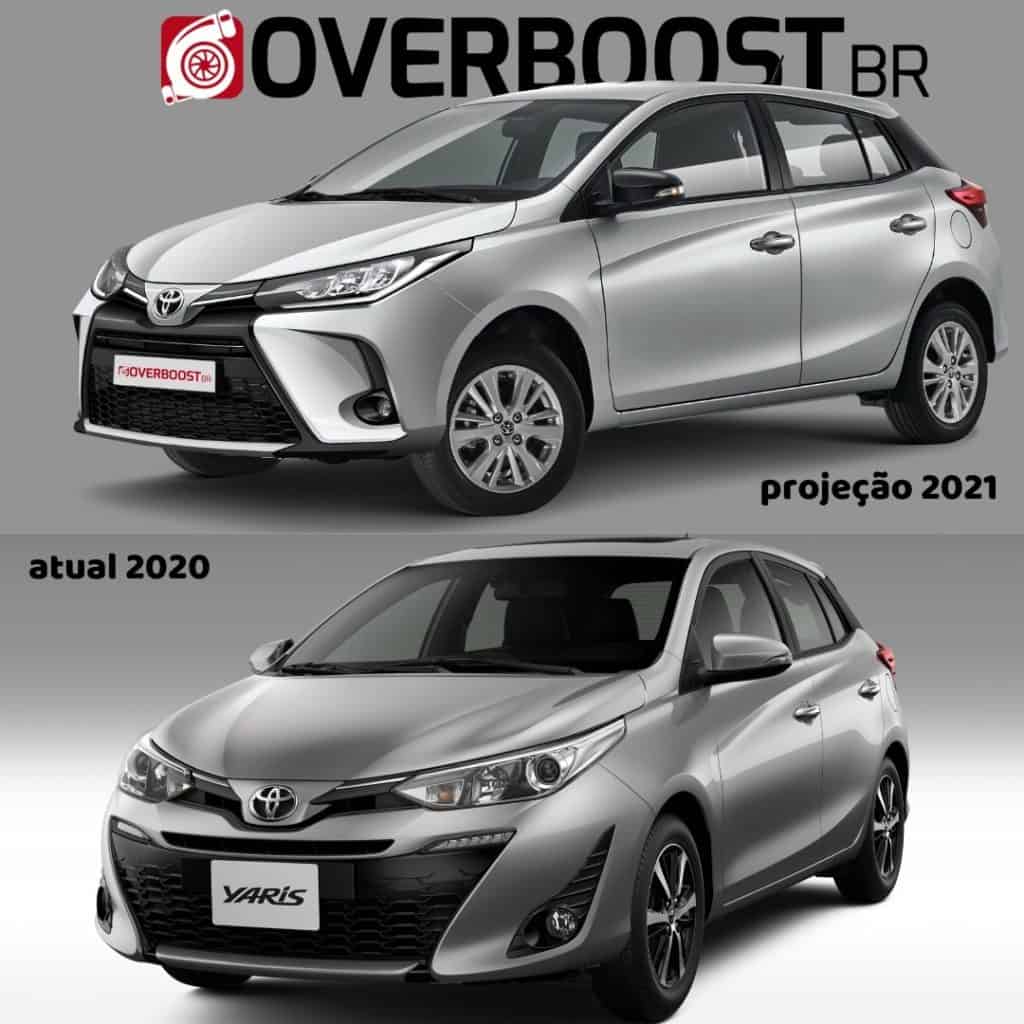 Comparativo da projeção do novo Toyota Yaris com a linha atual