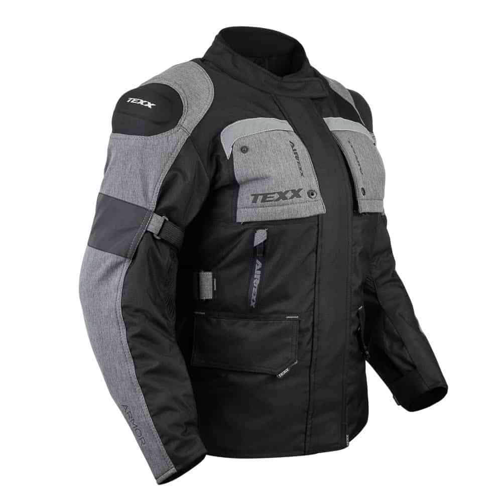 Parte frontal da jaqueta TEXX para motociclistas